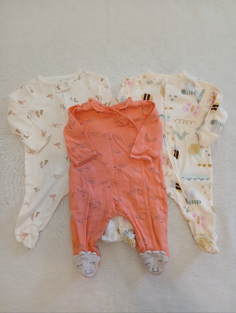 Bundle Girls 0-3Month One-Piece Sleeper Footies Jammies Carters Old Navy